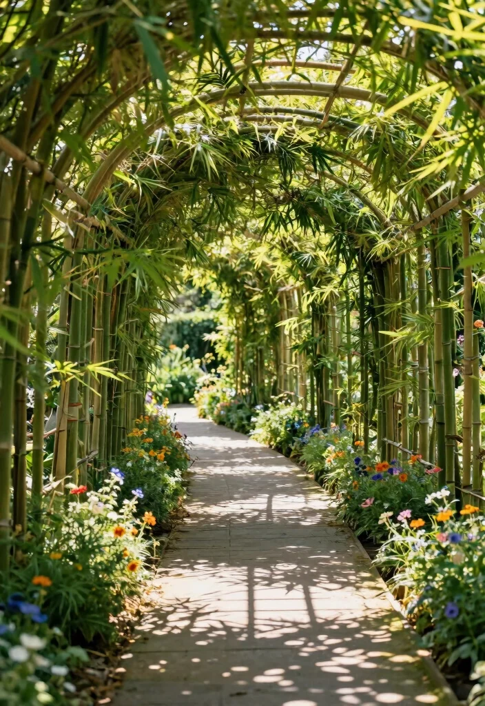 10 Bamboo Trellis Ideas for Natural Garden Privacy - 7. Bamboo Tunnel Trellis 1