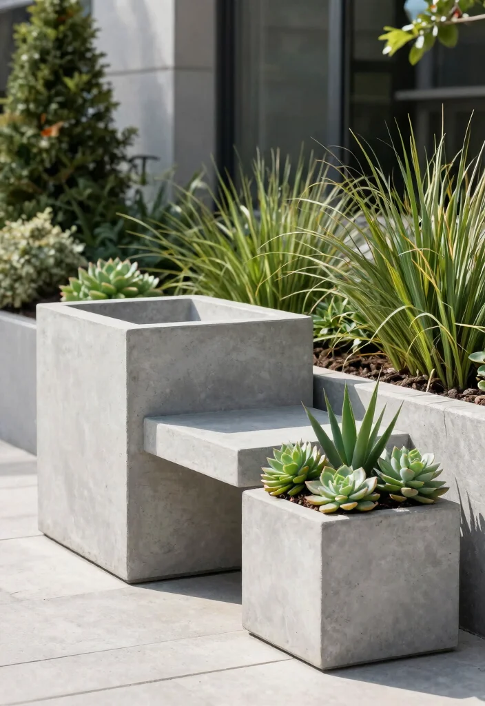 10 Birdbath Planter Ideas for Charming Garden Focal Points - 6. Modern Concrete Birdbath Planter 1