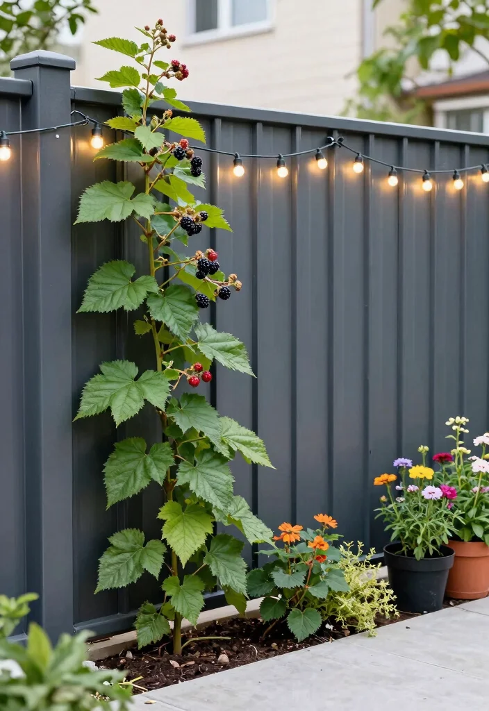 10 Blackberry Fence Ideas for Productive Garden Borders 12 10 Blackberry Fence Ideas for Productive Garden Borders 2. Metal Garden Fencing with Vertical Planting 0