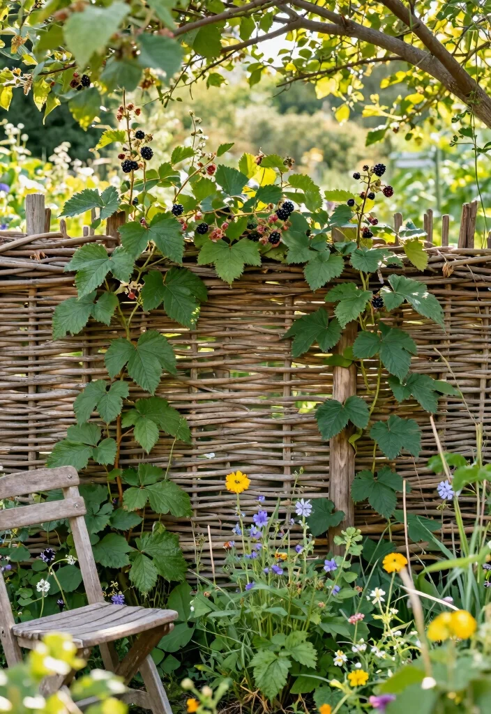 10 Blackberry Fence Ideas for Productive Garden Borders 23 10 Blackberry Fence Ideas for Productive Garden Borders 3. Woven Willow Fence for a Rustic Look 0
