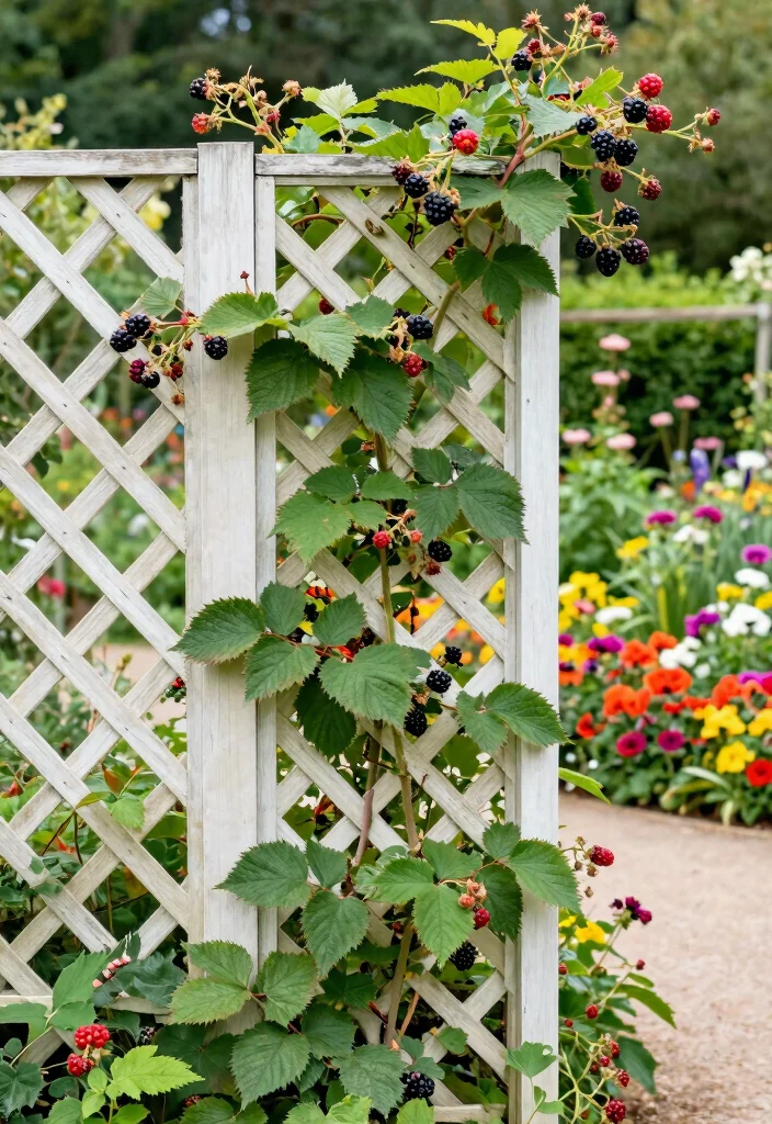 10 Blackberry Fence Ideas for Productive Garden Borders 45 10 Blackberry Fence Ideas for Productive Garden Borders 5. Decorative Lattice Fence with Blackberry Vines 0