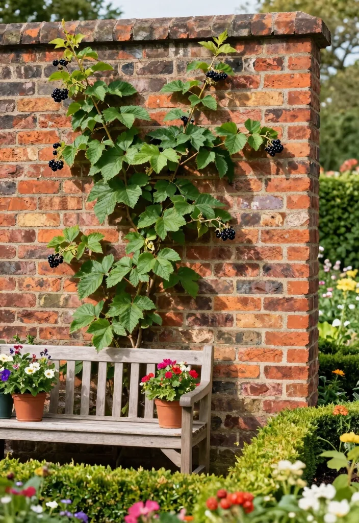 10 Blackberry Fence Ideas for Productive Garden Borders 67 10 Blackberry Fence Ideas for Productive Garden Borders 7. Brick Wall with Climbing Blackberries 0