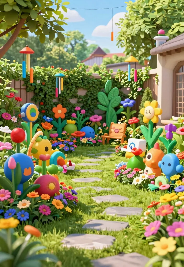 10 Bloxburg Backyard Ideas for Creative Outdoor Layouts 78 10 Bloxburg Backyard Ideas for Creative Outdoor Layouts - 8. Creative Garden Art Installation 1