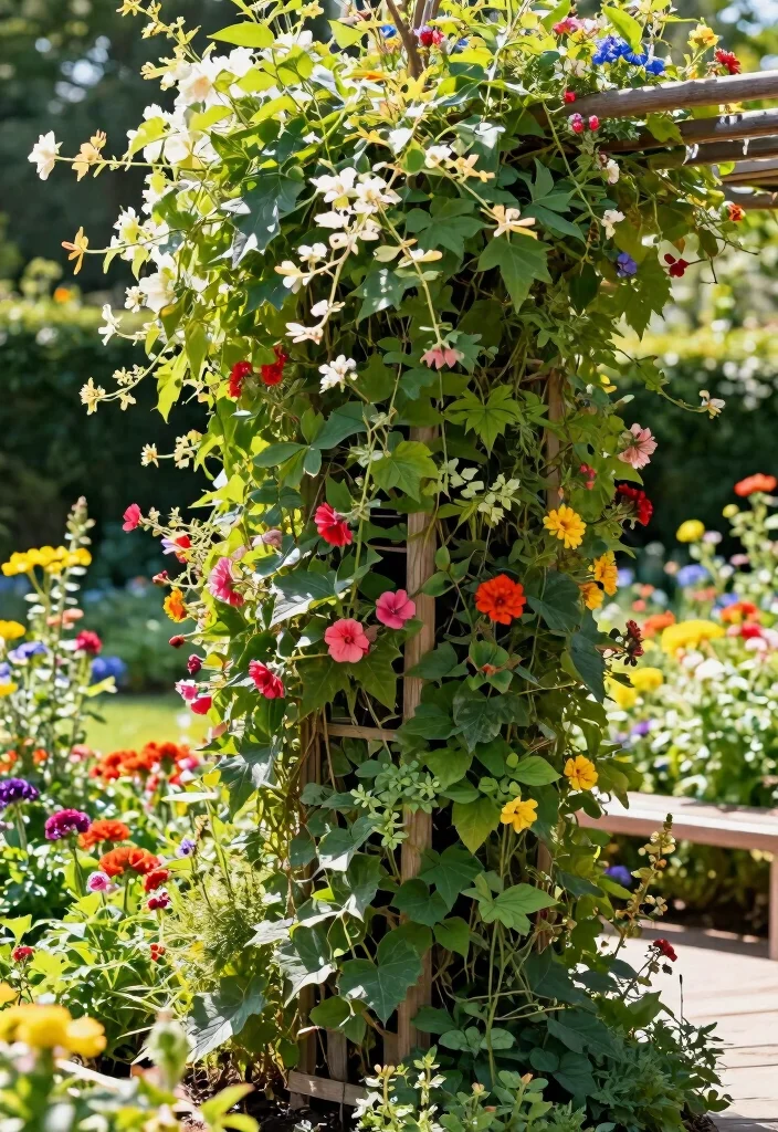 10 Bush Fence Ideas for Natural Garden Borders - 7. Vertical Garden with Climbing Bushes 1
