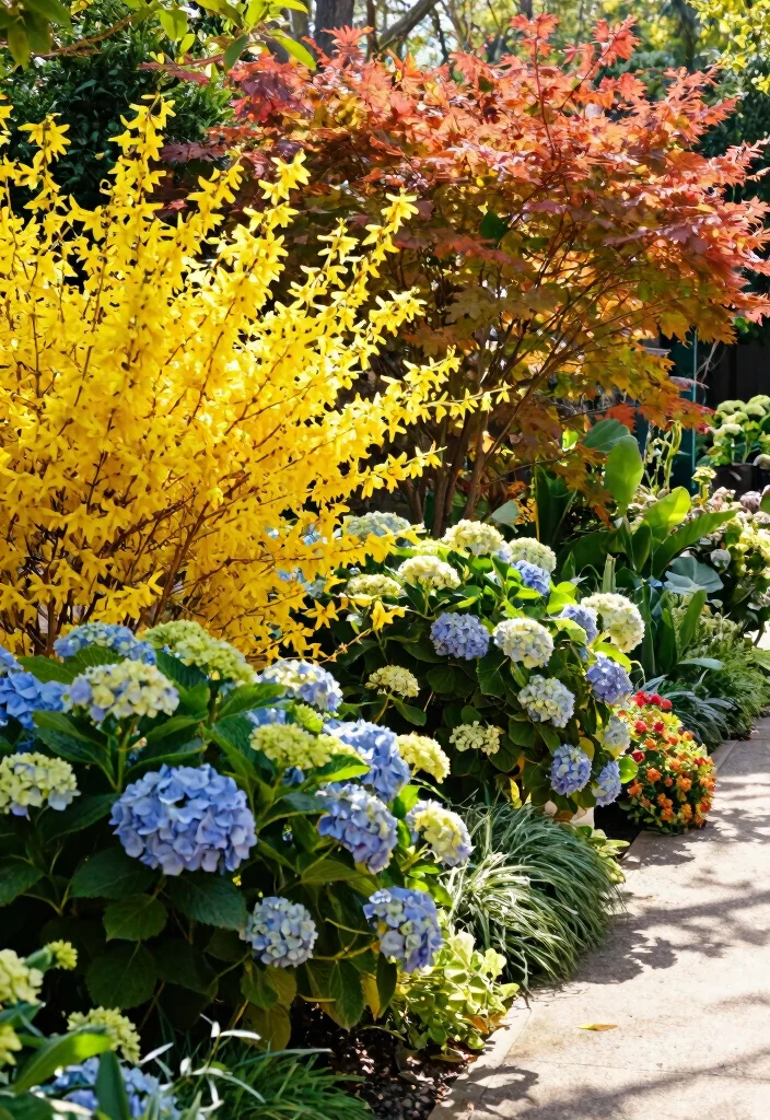 10 Bush Fence Ideas for Natural Garden Borders - 9. Seasonal Blooming Bushes 1