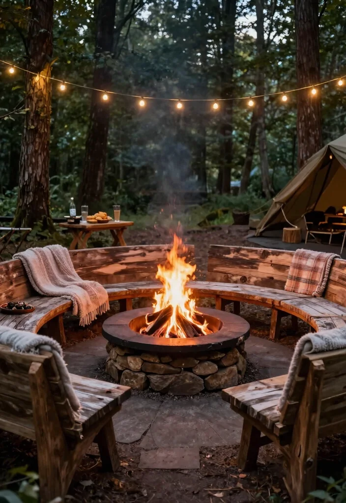 10 Camping Patio Ideas for Rustic Outdoor Comfort - 1. Cozy Fire Pit Setup 1