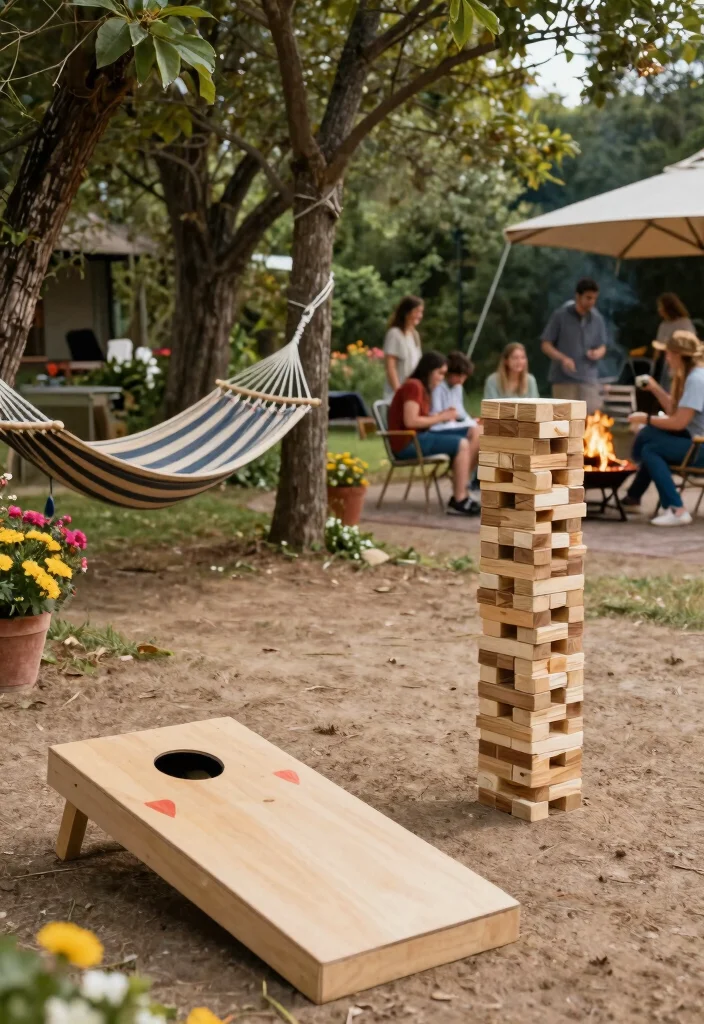 10 Camping Patio Ideas for Rustic Outdoor Comfort - 9. Outdoor Games and Activities 1