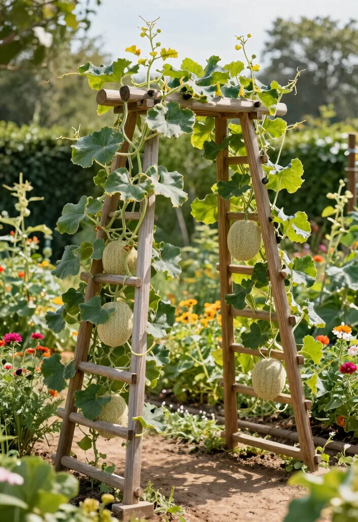 10 Cantaloupe Trellis Ideas for Healthy Vine Growth - 1. Classic A-Frame Trellis 1