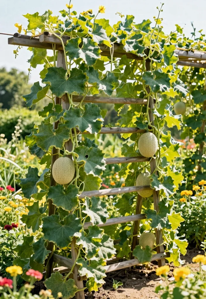 10 Cantaloupe Trellis Ideas for Healthy Vine Growth - 2. Horizontal Ladder Trellis 1
