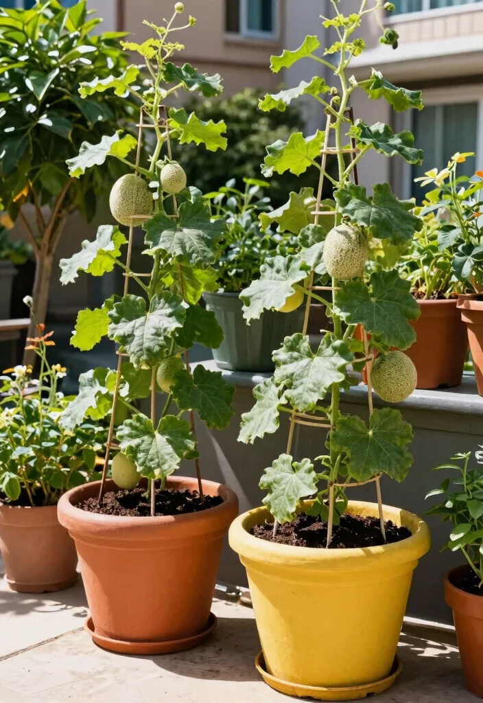10 Cantaloupe Trellis Ideas for Healthy Vine Growth - 7. Container Trellis Setup 1