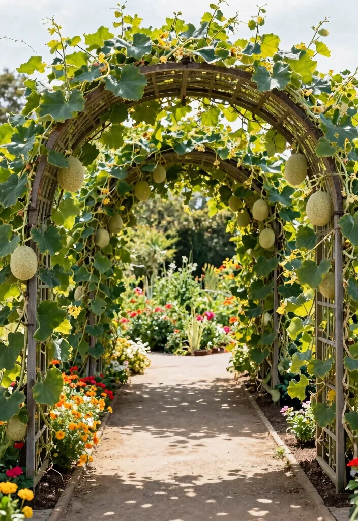 10 Cantaloupe Trellis Ideas for Healthy Vine Growth - 9. Arched Tunnel Trellis 1