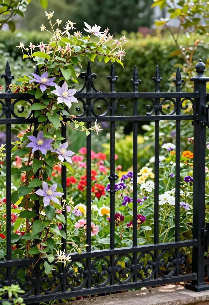 10 Cottage Garden Fence Ideas for Classic Landscape Style - 3. Wrought Iron Elegance 1