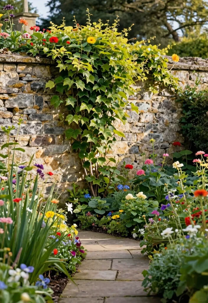 10 Cottage Garden Fence Ideas for Classic Landscape Style - 8. Stone or Brick Wall Fencing 1