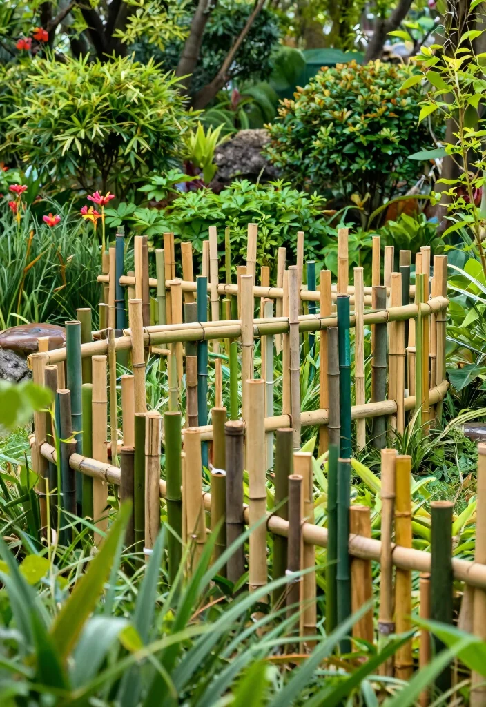 10 Cute Garden Fence Ideas to Add Personality Outdoors - 9. Creative Bamboo Fencing 1