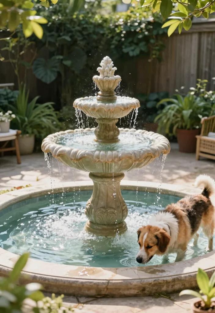 10 Dog Friendly Patio Ideas for Safe Outdoor Spaces 45 10 Dog Friendly Patio Ideas for Safe Outdoor Spaces - 5. Water Feature for Hydration 1