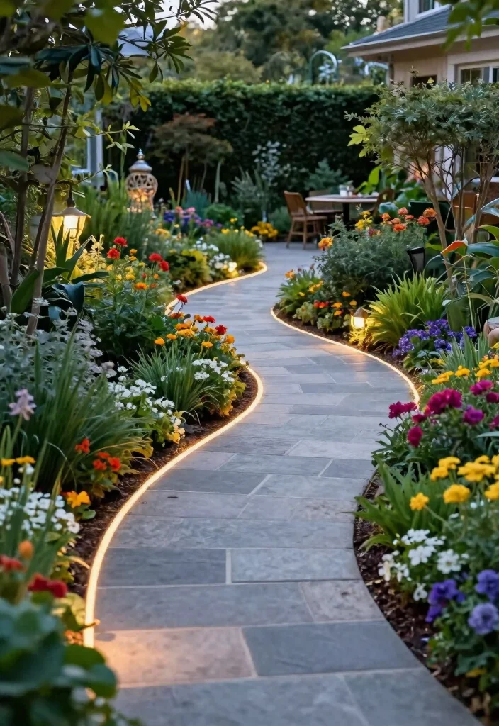 10 L Shaped Backyard Layout Ideas for Functional Design - 5. Garden Pathways and Walkways 1