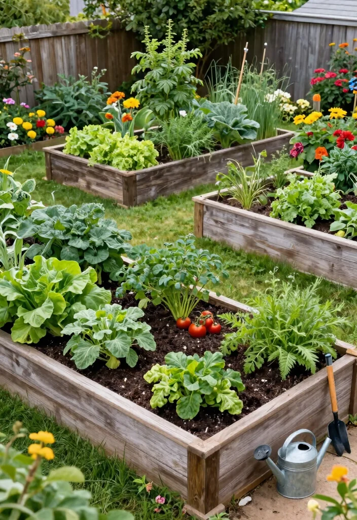 10 L Shaped Backyard Layout Ideas for Functional Design - 7. Vegetable and Herb Garden Beds 1