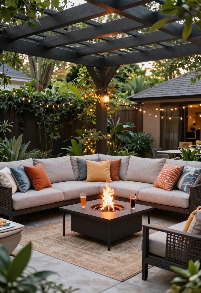 10 L Shaped Backyard Layout Ideas for Functional Design - 8. Outdoor Living Room 1