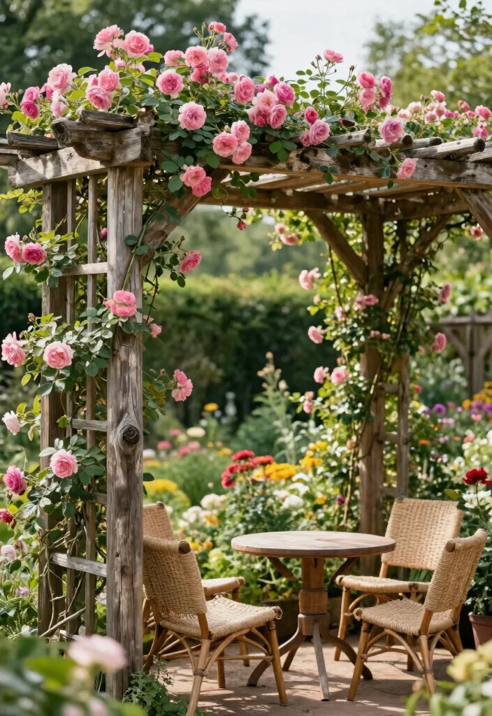 10 Patio Trellis Ideas to Add Shade and Style Outdoors - 1. Rustic Wooden Trellis 1