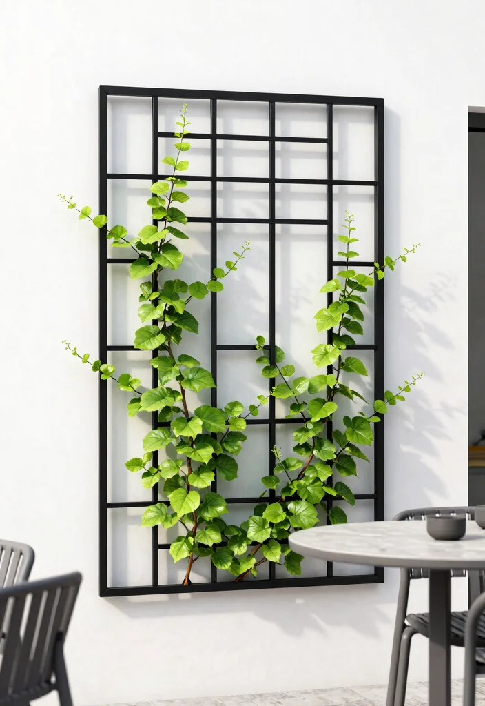 10 Patio Trellis Ideas to Add Shade and Style Outdoors - 2. Modern Metal Trellis 1