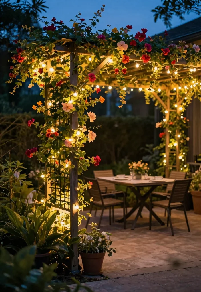 10 Patio Trellis Ideas to Add Shade and Style Outdoors - 9. String Light Trellis 1