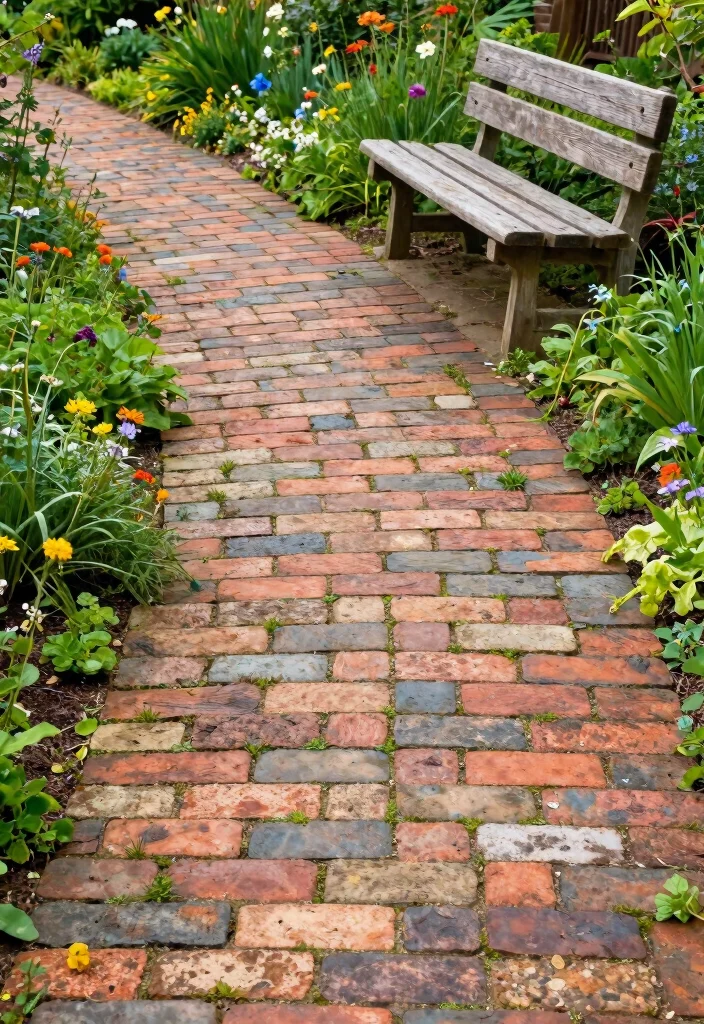 10 Pavement Backyard Ideas to Upgrade Hardscape Outdoor Areas 1 10 Pavement Backyard Ideas to Upgrade Hardscape Outdoor Areas - 1. Reclaimed Brick Pathways 1