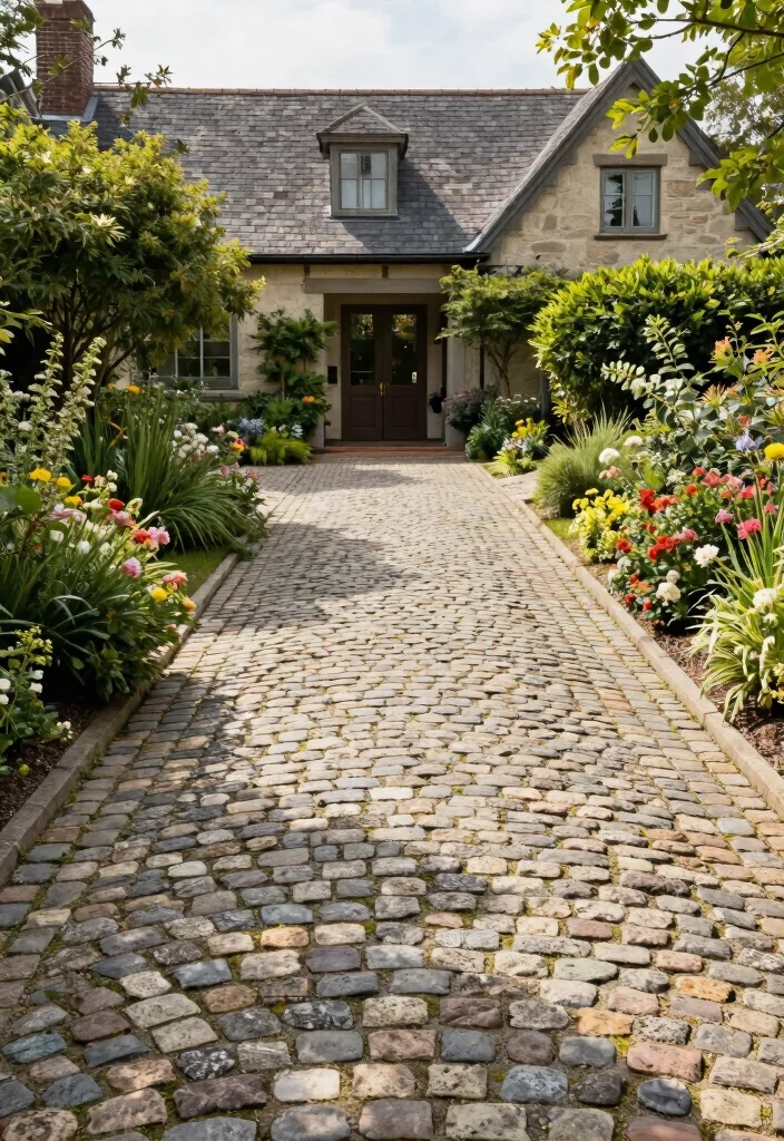 10 Pavement Backyard Ideas to Upgrade Hardscape Outdoor Areas 45 10 Pavement Backyard Ideas to Upgrade Hardscape Outdoor Areas - 5. Cobblestone Driveways 1