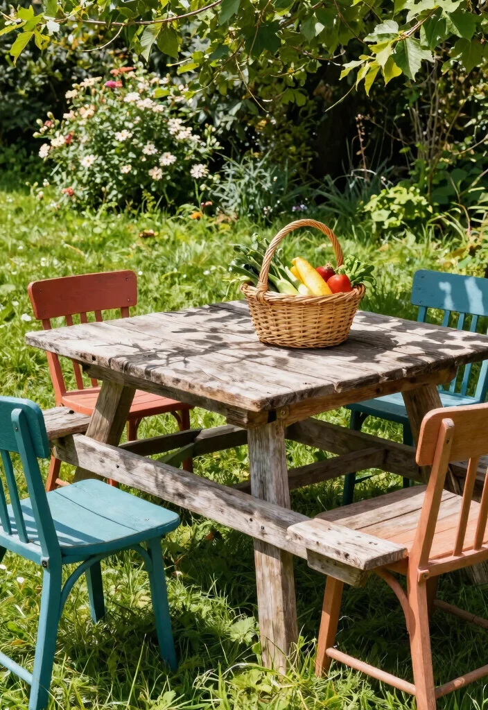 10 Picnic Table Backyard Ideas for Casual Outdoor Dining - 1. Reclaimed Wood Table 1