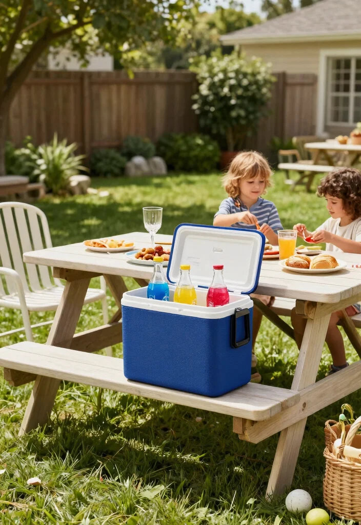 10 Picnic Table Backyard Ideas for Casual Outdoor Dining - 8. Built-in Cooler Table 1