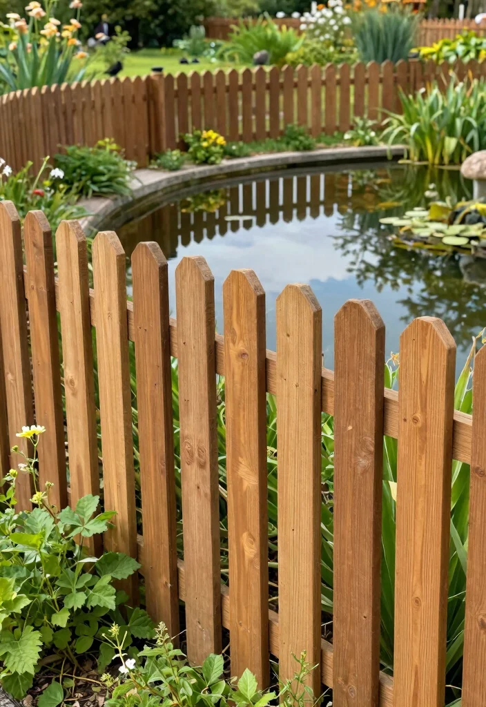 10 Pond Fence Ideas for Safety and Visual Appeal 1 10 Pond Fence Ideas for Safety and Visual Appeal - 1. Natural Wooden Fencing 1