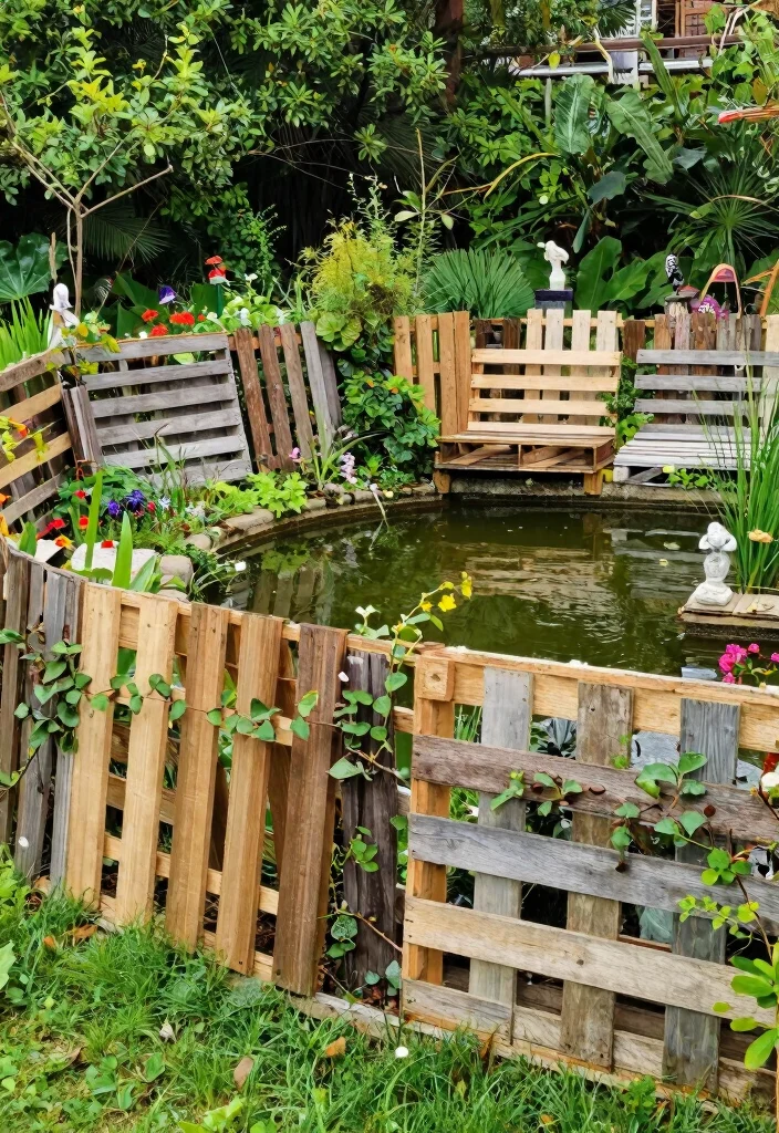10 Pond Fence Ideas for Safety and Visual Appeal 67 10 Pond Fence Ideas for Safety and Visual Appeal - 7. Recycled Pallet Fencing 1