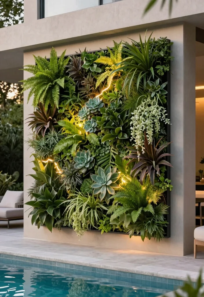 10 Poolside Planter Ideas for a Clean Resort Style Look - 1. Vertical Green Walls 1