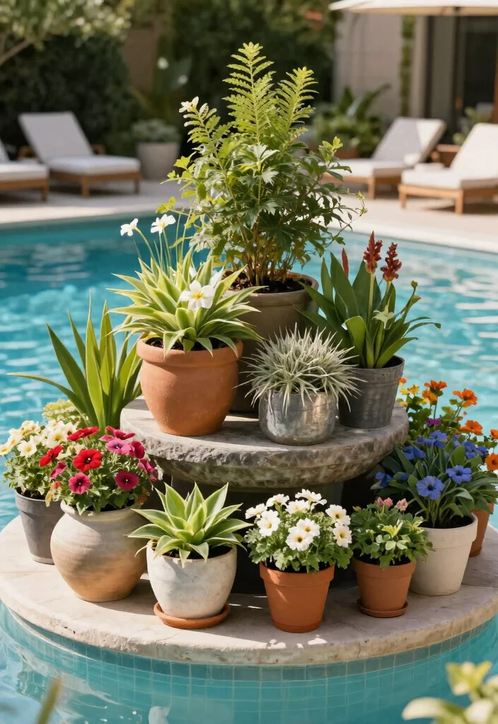 10 Poolside Planter Ideas for a Clean Resort Style Look - 10. Layered Container Gardens 1