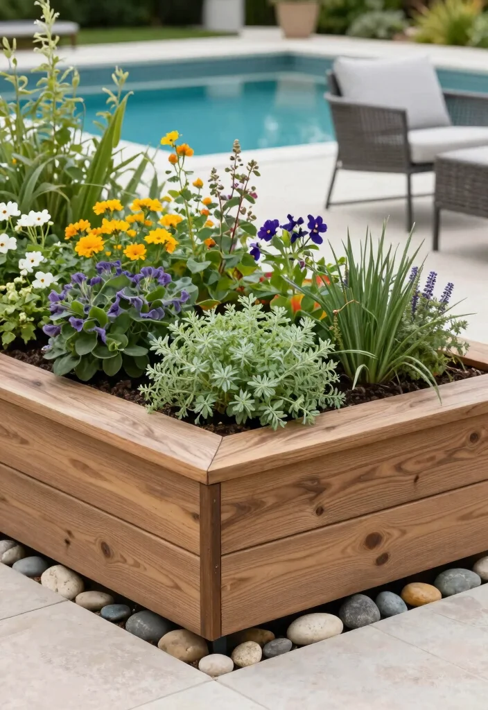 10 Poolside Planter Ideas for a Clean Resort Style Look - 3. Stylish Raised Beds 1