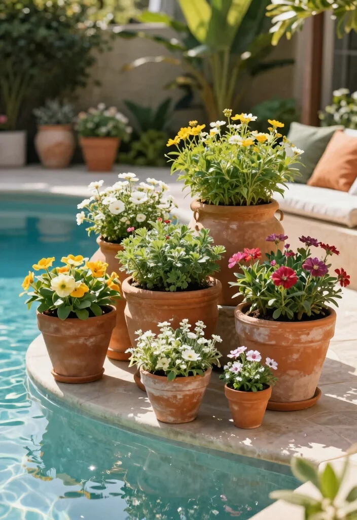 10 Poolside Planter Ideas for a Clean Resort Style Look - 4. Elegant Terracotta Pots 1