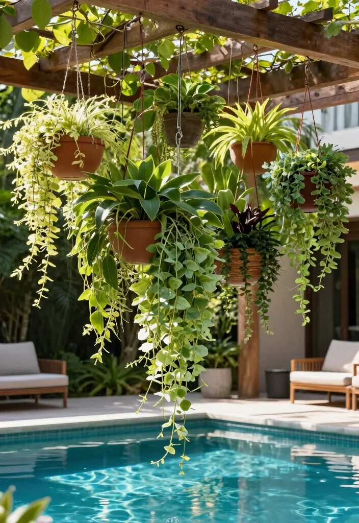 10 Poolside Planter Ideas for a Clean Resort Style Look - 5. Modern Hanging Planters 1