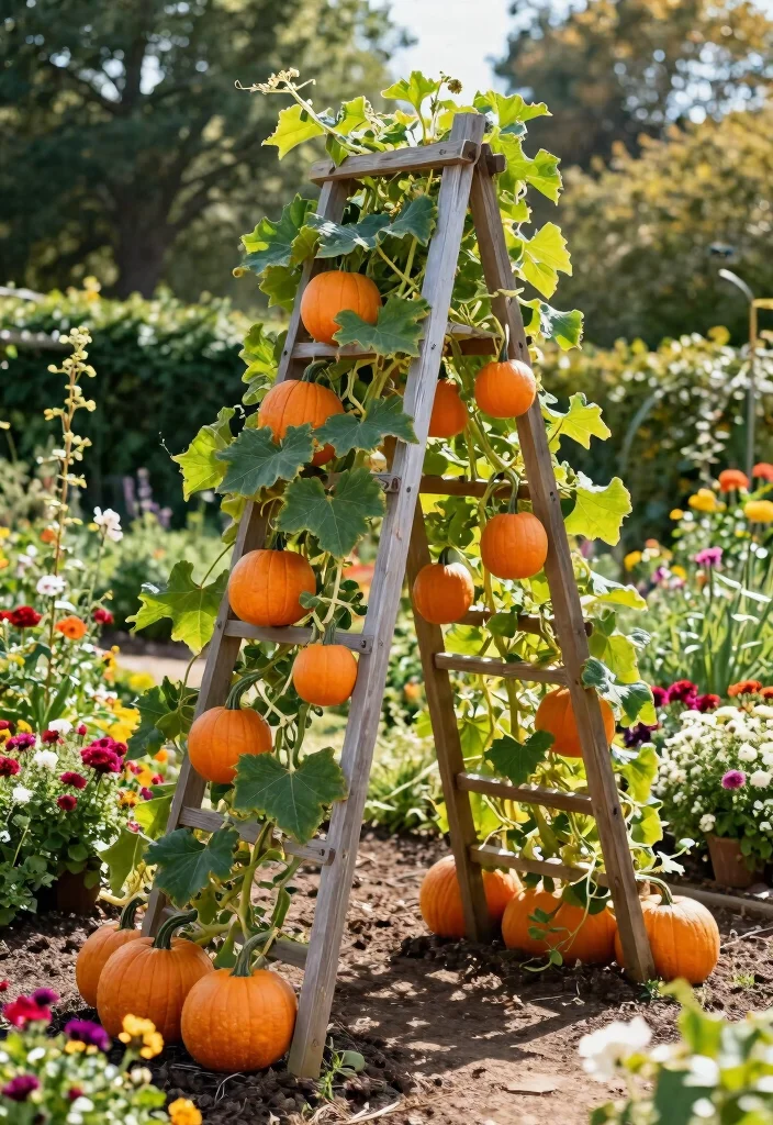 10 Pumpkin Trellis Ideas for Space Saving Garden Beds 100 10 Pumpkin Trellis Ideas for Space Saving Garden Beds - 10. A-Frame Trellis for Pumpkins 1