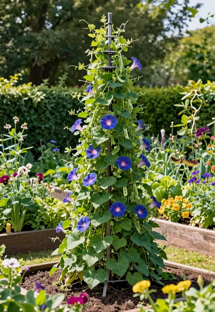 10 Raised Bed Trellis Ideas for Productive Small Gardens - 10. Spiral Trellis for Climbing Plants 1