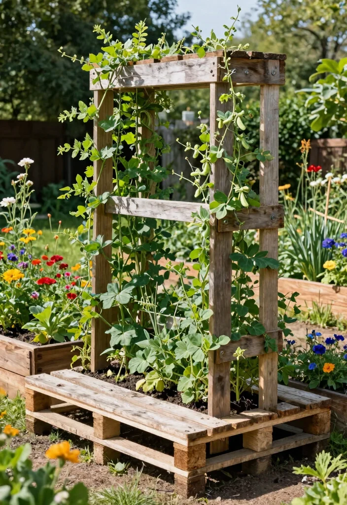 10 Raised Bed Trellis Ideas for Productive Small Gardens - 4. DIY Pallet Trellis 1