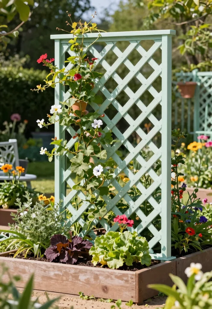 10 Raised Bed Trellis Ideas for Productive Small Gardens - 6. Lattice Panel Trellis 1
