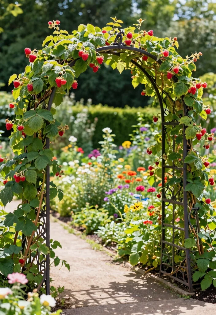 10 Raspberry Fence Ideas for Organized Berry Gardens - 5. Decorative Garden Arches 1