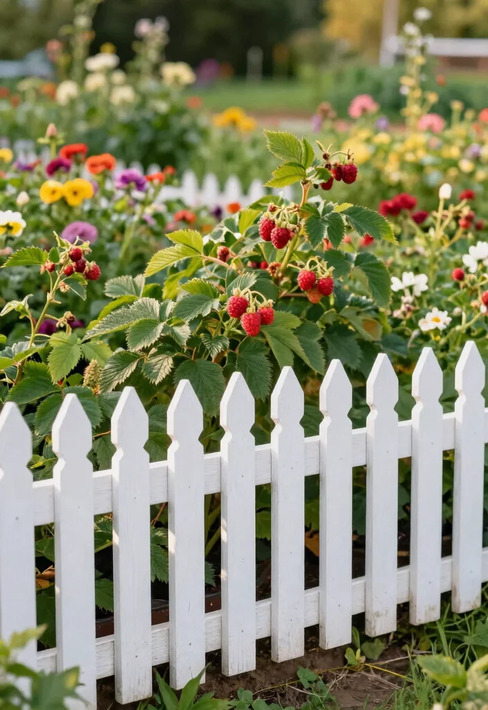 10 Raspberry Fence Ideas for Organized Berry Gardens - 6. Picket Fence 1