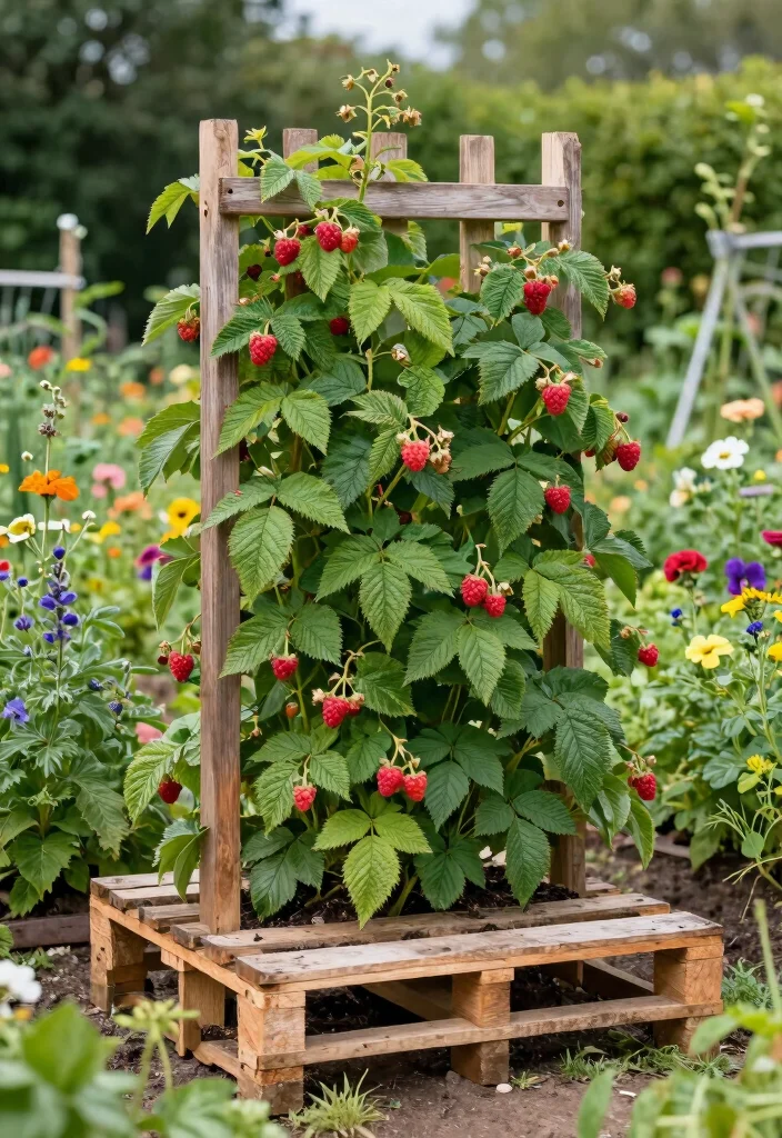 10 Raspberry Fence Ideas for Organized Berry Gardens - 7. Pallet Trellis 1