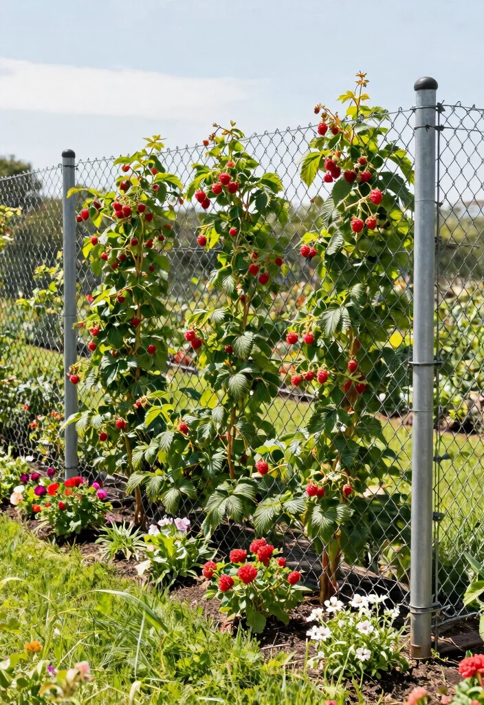 10 Raspberry Fence Ideas for Organized Berry Gardens - 8. Chain Link Fencing 1
