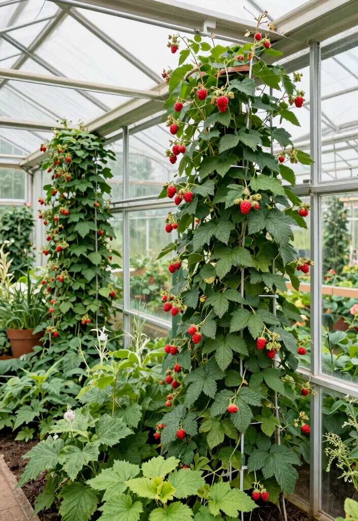 10 Raspberry Fence Ideas for Organized Berry Gardens - 9. Greenhouse Wall Support 1