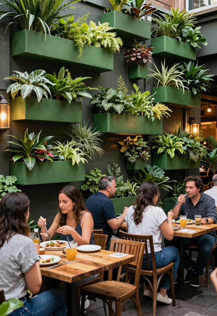 10 Restaurant Patio Fence Ideas for Privacy and Style - 4. Green Wall Planters 1