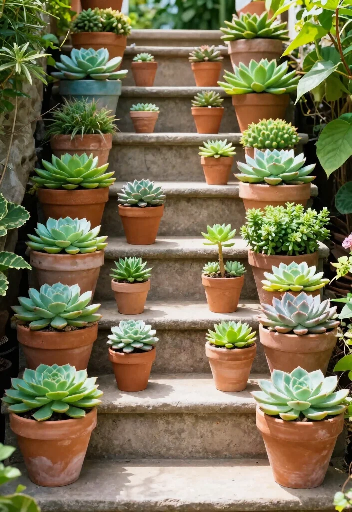 10 Retaining Wall Planter Ideas to Add Greenery to Sloped Yards - 5. Succulent Staircase 1