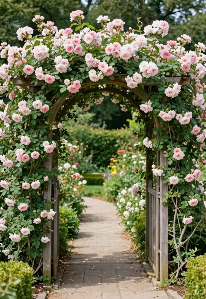 10 Rose Trellis Ideas for Elegant Garden Displays - 3. Classic Arbor Trellis 1