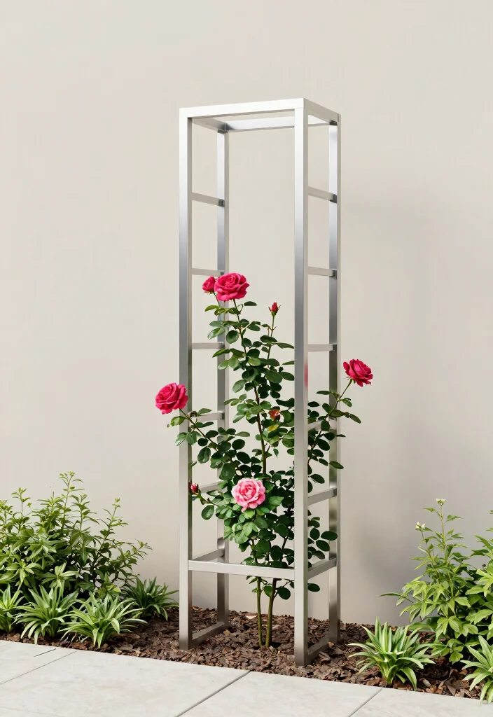 10 Rose Trellis Ideas for Elegant Garden Displays - 8. Modern Minimalist Trellis 1
