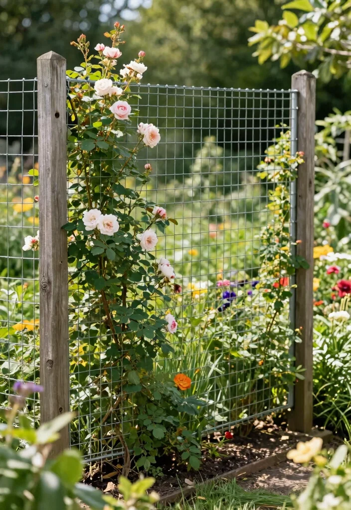 10 Rustic Garden Fence Ideas for Natural Outdoor Charm - 4. Metal Mesh Fencing 1